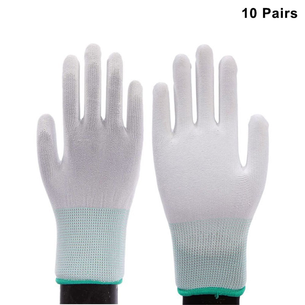 10 Pairs / Bag PU+Nylon Gloves Breathable Labor Protection Gloves, Size M