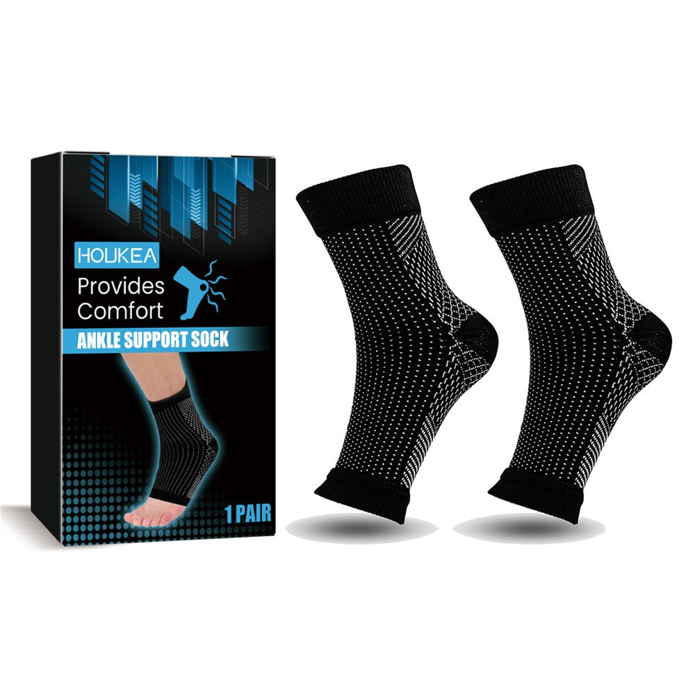 HOUKEA HKA06-A046-1-BK1 1 Pair Plantar Support Socks Outdoor Sports Cycling Fitness Anti-Slip Foot Guard Elastic Socks