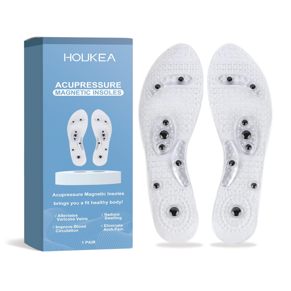 HOUKEA HK-J01-0101-01 1 Pair Foot Acupressure Insoles PVC+Magnetic Stone Foot Care Massage Insoles