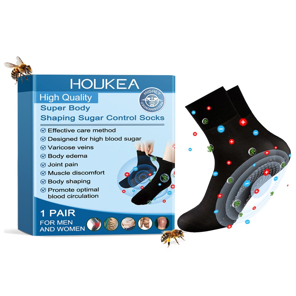 HOUKEA HK-B07-0062-01 Body Shaping Sugar Control Socks Breathable Health Care Socks for Men Women
