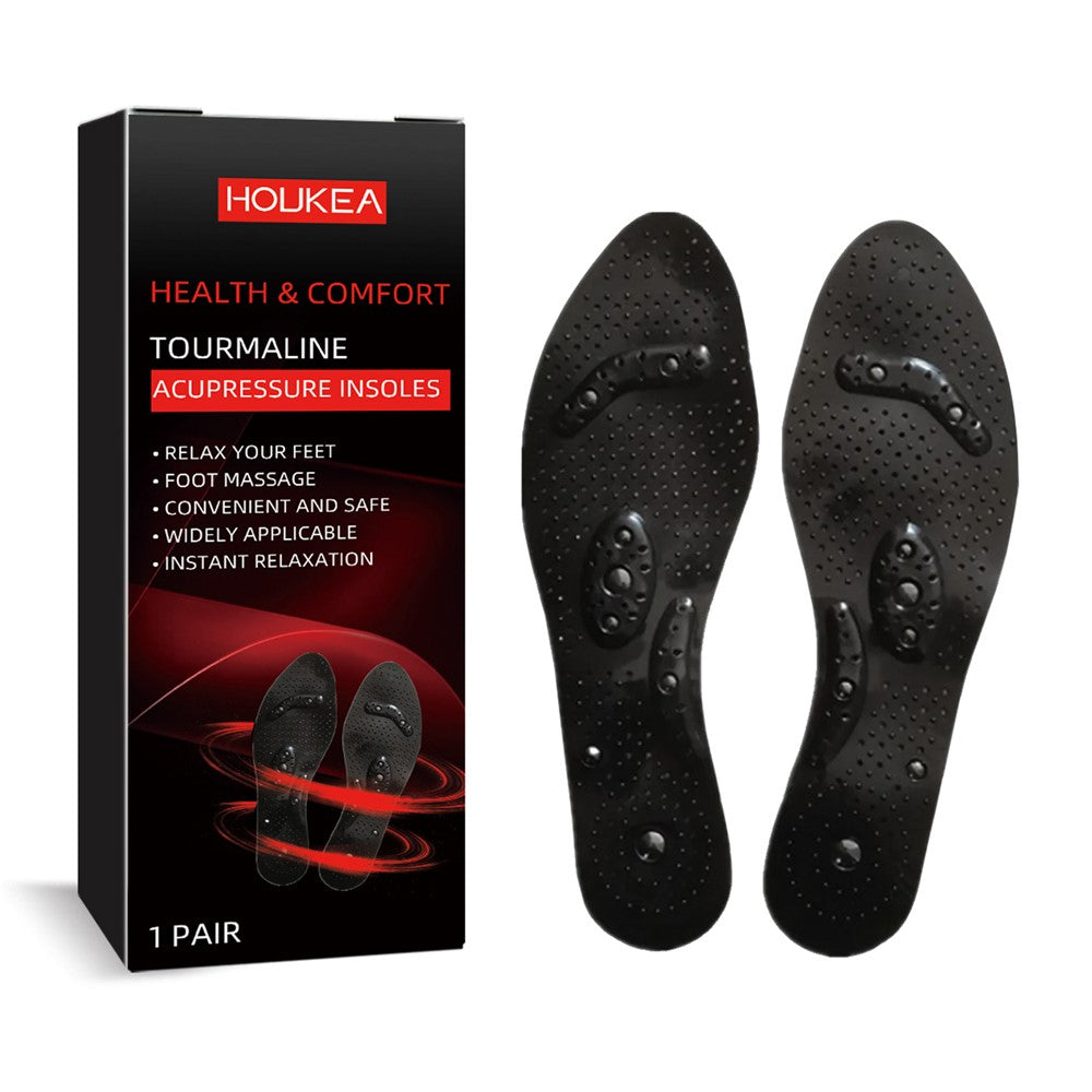 HOUKEA HKA06-A045-1-BK1 1 Pair Tourmaline Acupressure Insoles Foot Massage Relaxation Insoles