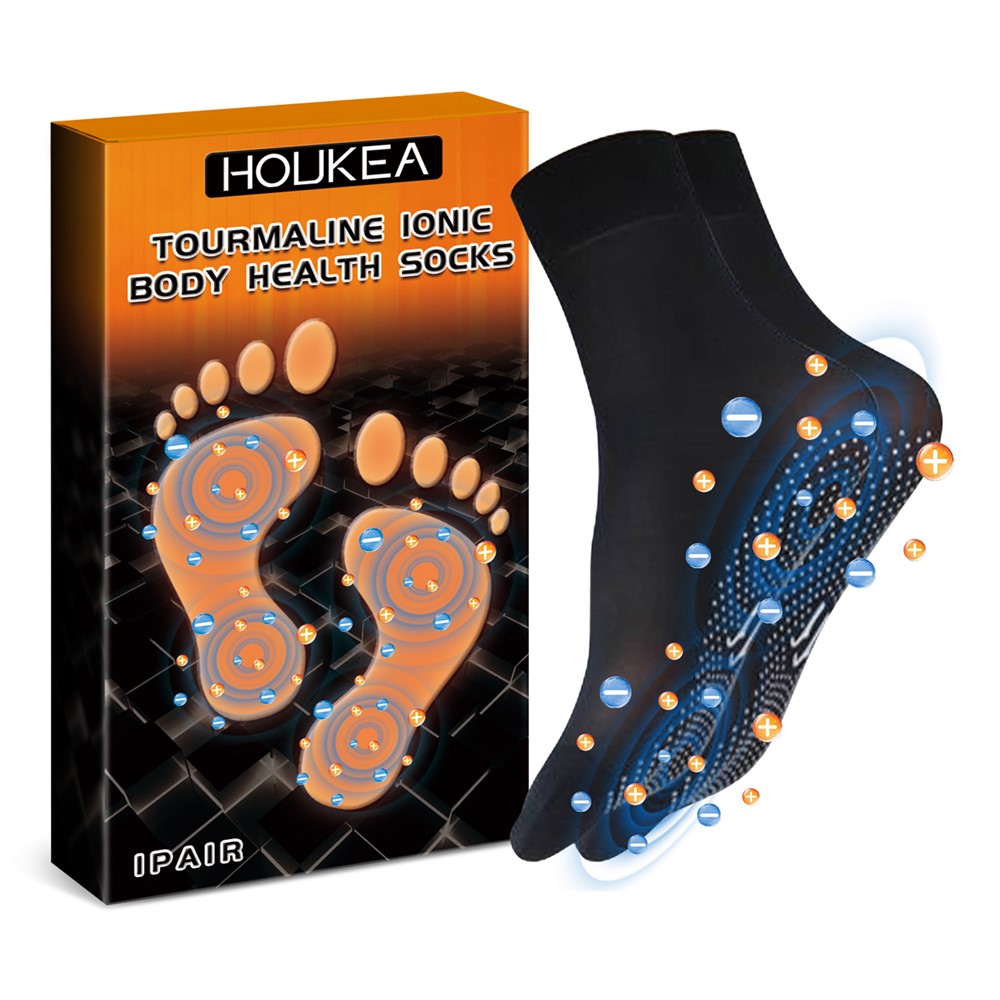 HOUKEA HKA06-A035-1-BK1 1 Pair Tourmaline Ionic Massage Socks Winter Warm Foot Care Massage Socks