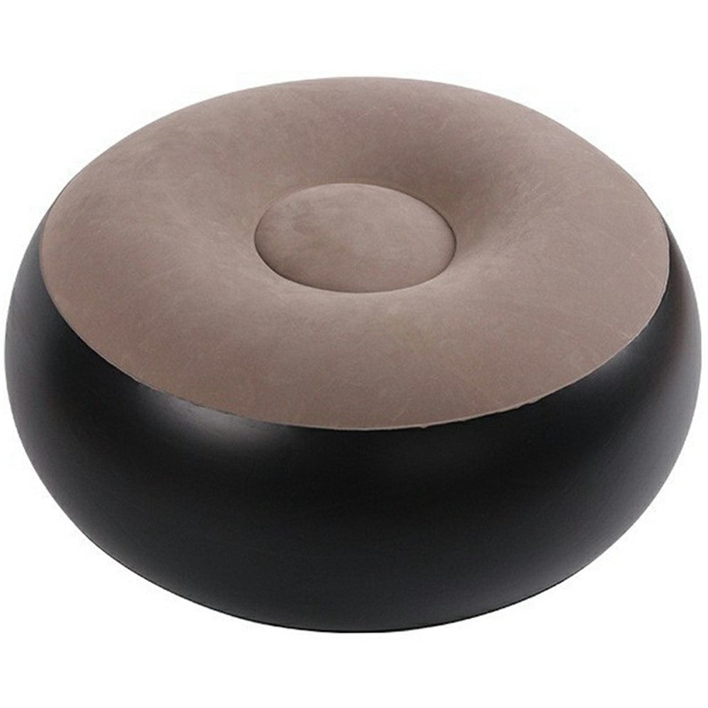 Portable Inflatable Stool Chair Thick Flocked Round Footrest Outdoor Travel Air Seat