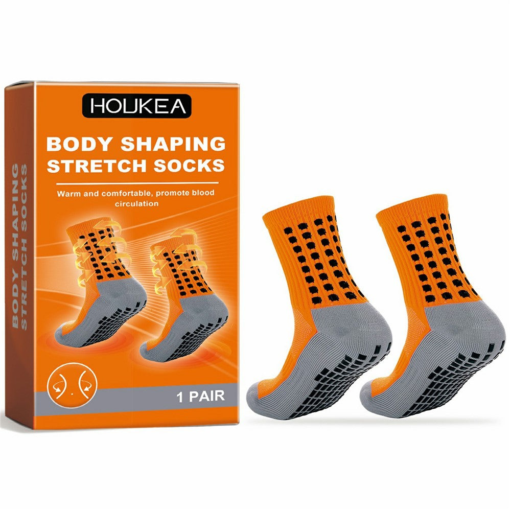 HOUKEA HK-A07-0002-01 Non Slip Mid Calf Sports Socks Dots Design Breathable Foot Care Socks