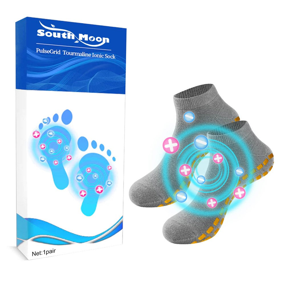 SOUTH MOON SOA06-A074-1-WH1 Tourmaline Ionic Compression Socks Non Slip Elastic Foot Care Stockings