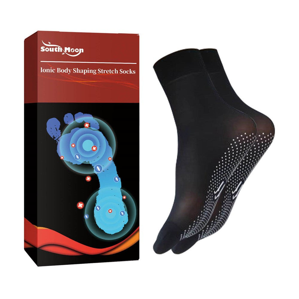 SOUTH MOON SOA08-A087-1-BK1 Ionic Body Shaping Stretch Socks Fatigue Relief Foot Care Socks