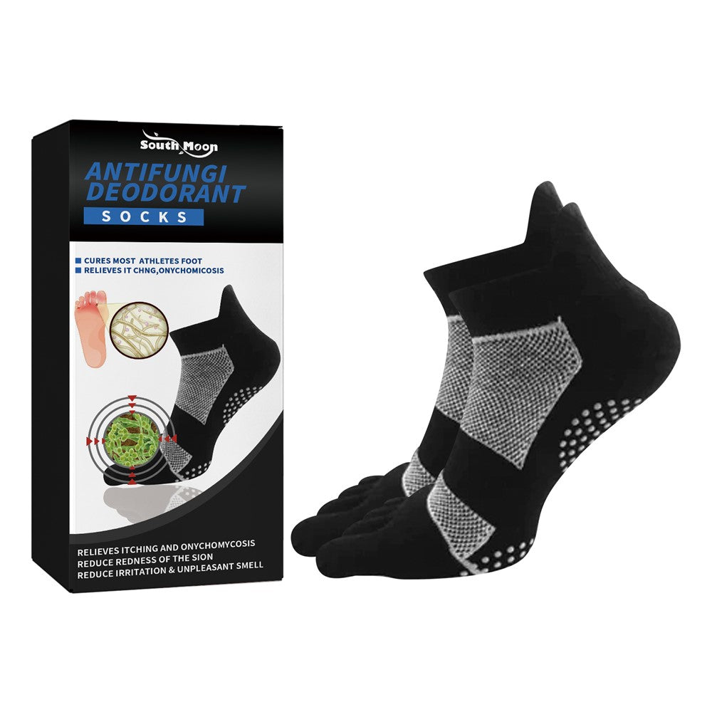 SOUTH MOON SOA08-A022-1-BK1 1 Pair Antibacterial Deodorant Socks Non Slip Sweat Absorbing Foot Care Socks