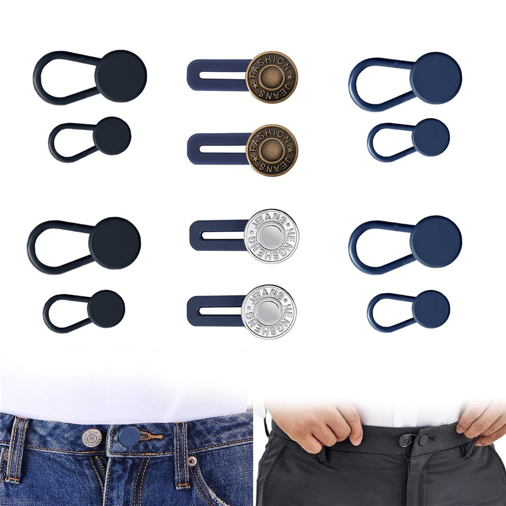 12Pcs / Set Button Extender for Jeans Free Sewing Metal + Silicone Waist Extenders with Button