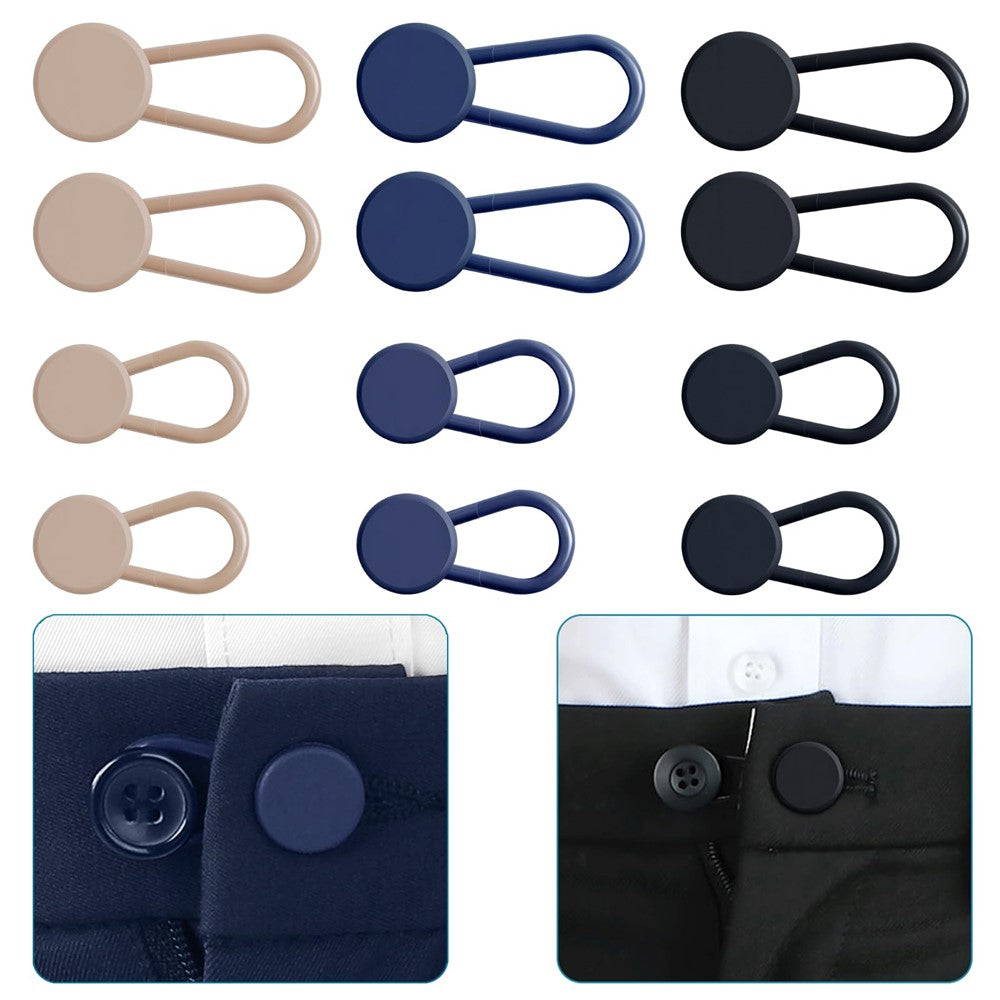 12Pcs / Set Button Extender for Jeans Free Sewing Silicone + Plastic Waist Extenders with Button