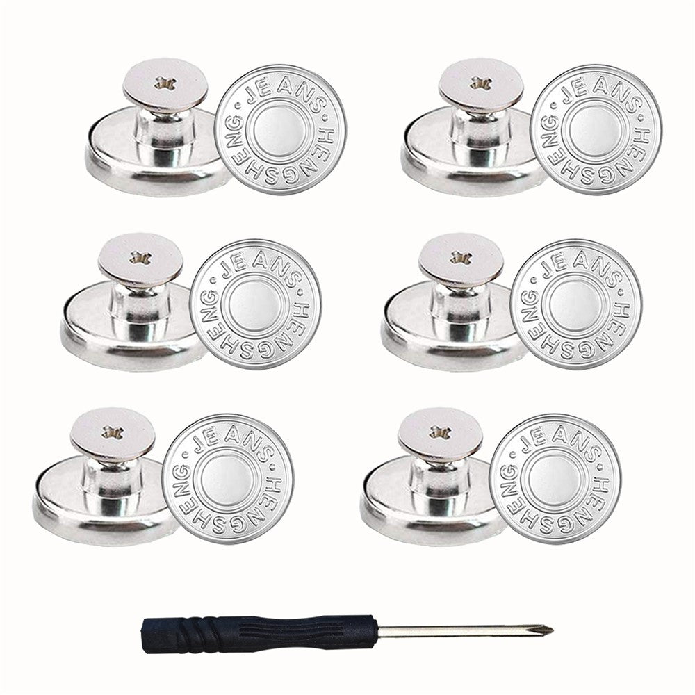 12Pcs 17mm Removable Metal Jeans Buttons No Sew Replacement Repair Combo Thread Rivets