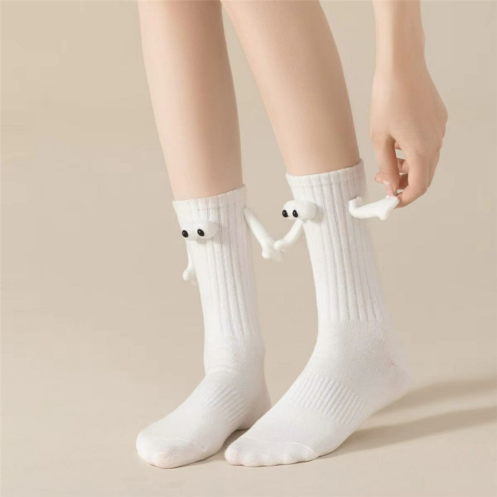 Thin Cotton Couple Socks Summer Magnetic Attraction Cute Holding Hands Mid Calf Socks