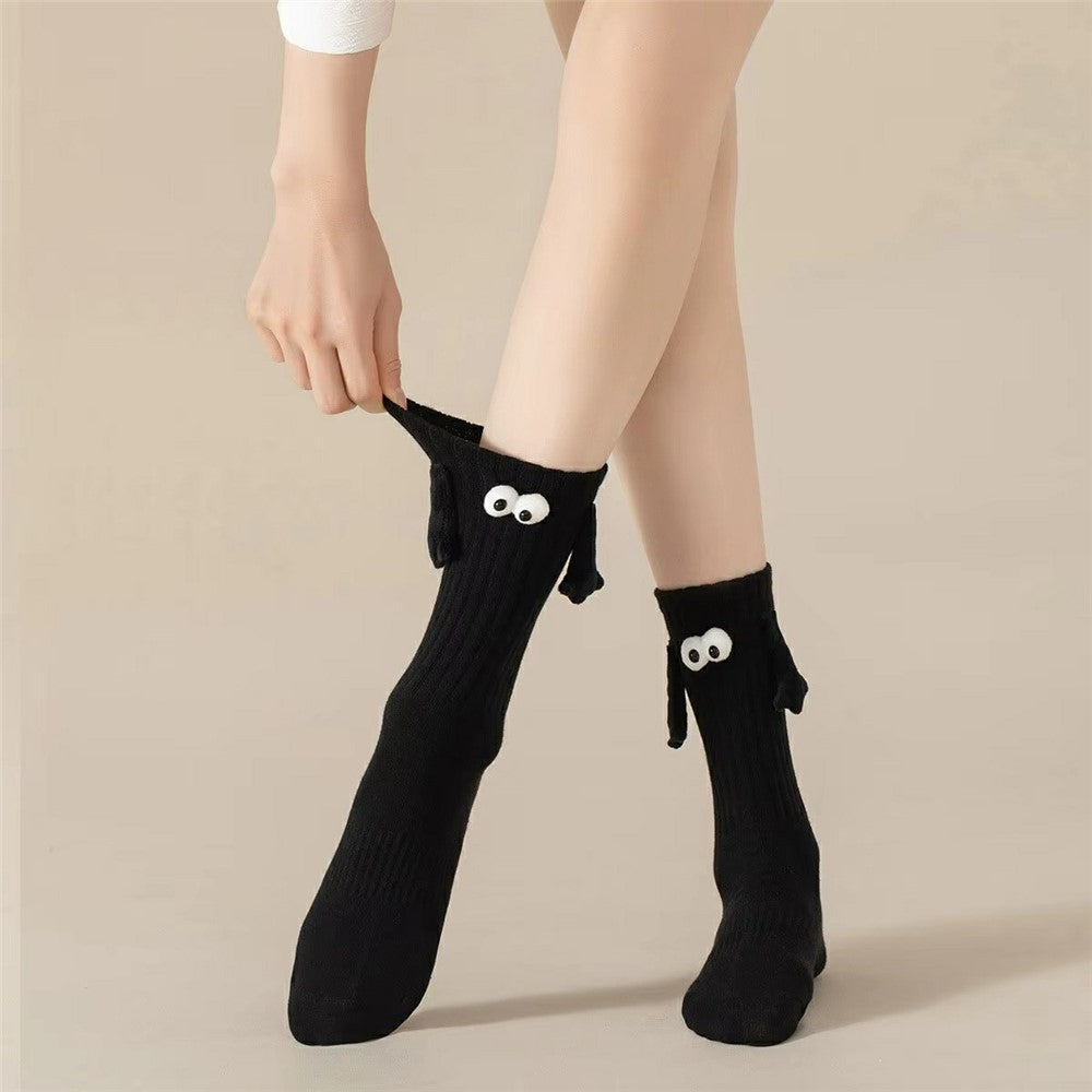Thin Cotton Couple Socks Summer Magnetic Attraction Cute Holding Hands Mid Calf Socks