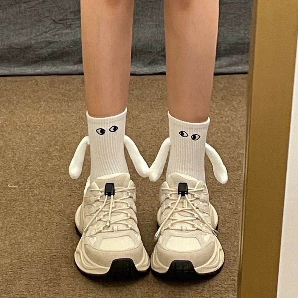 Thin Cotton Couple Socks Summer Magnetic Attraction Cute Holding Hands Mid Calf Socks