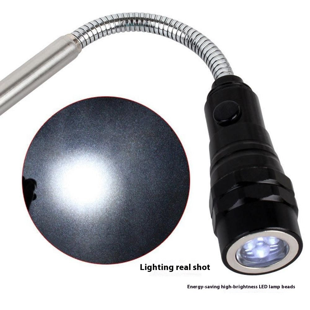 3-LED Extendable Aluminum Alloy Flashlight Magnetic Pickup Tool Flexib