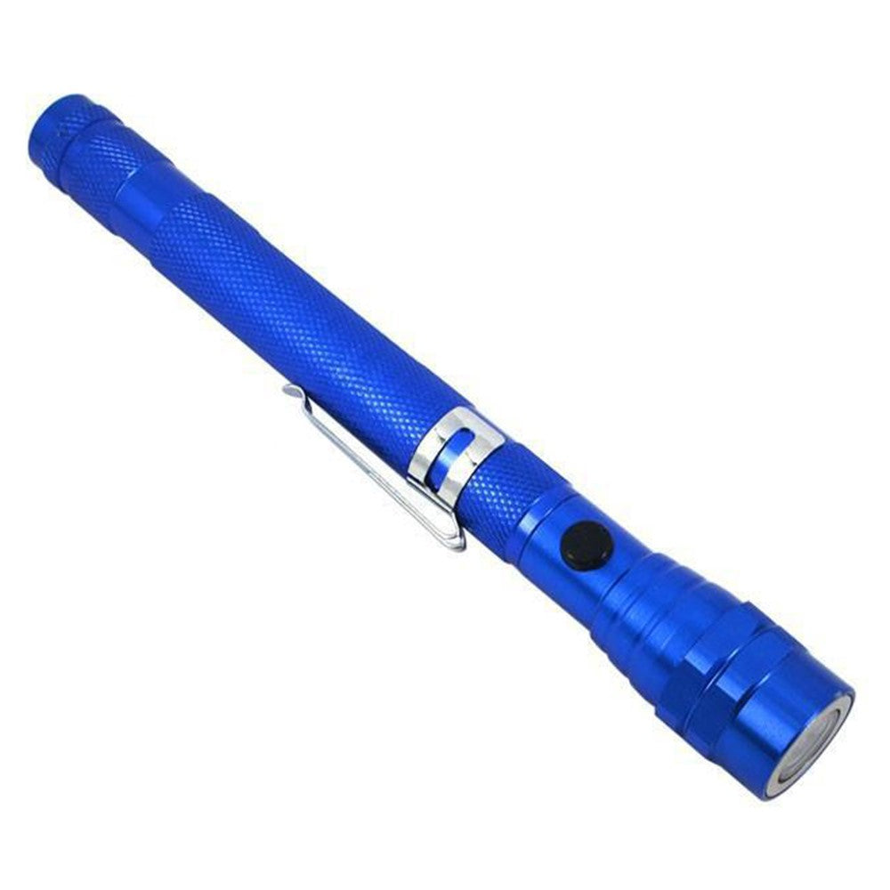 3-LED Extendable Aluminum Alloy Flashlight Magnetic Pickup Tool Flexible Gooseneck Pen Clip Light