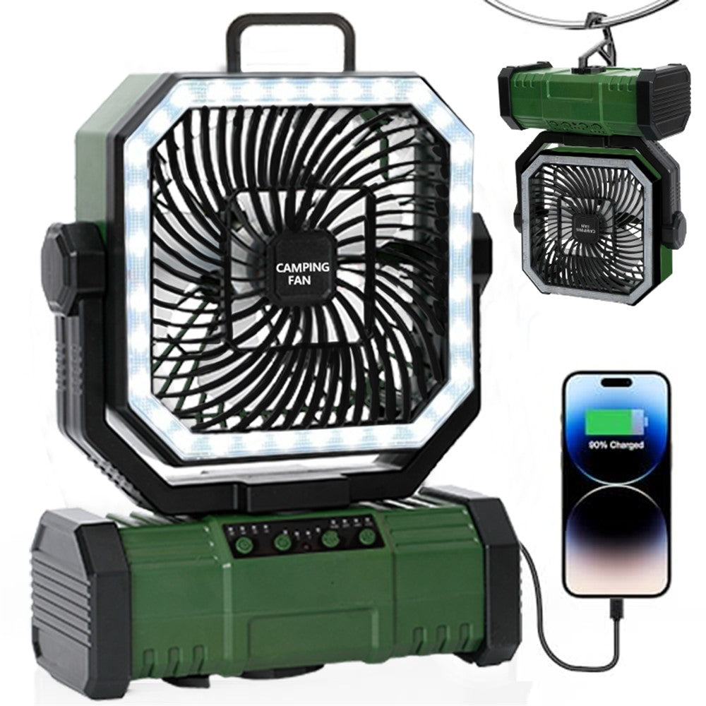 Outdoor Multifunction Camping Fan LED Light Power Bank Portable Bluetooth-Compatible Speaker
