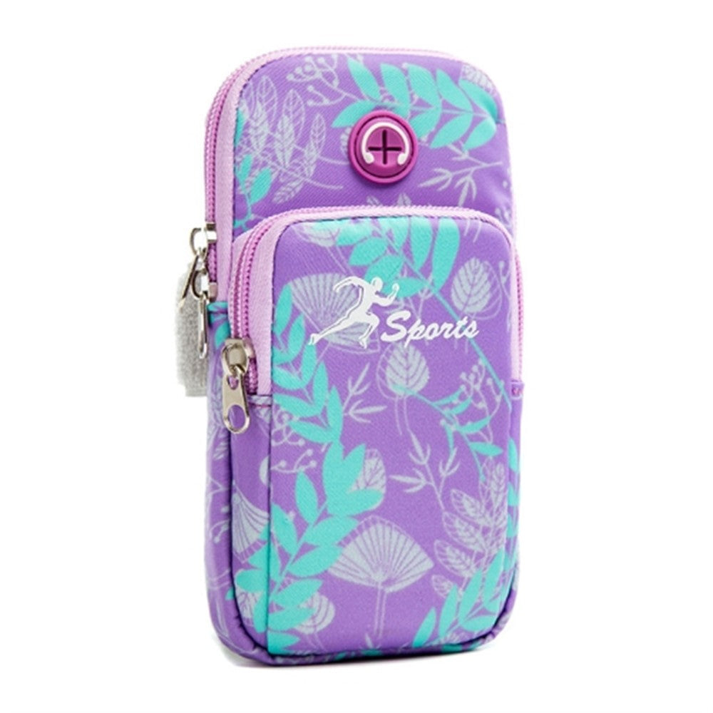 18 x 9cm Arm Band Elastic Phone Holder Flower Pattern Small Item Storage Bag Armband Cell Phones Pouch Size: L