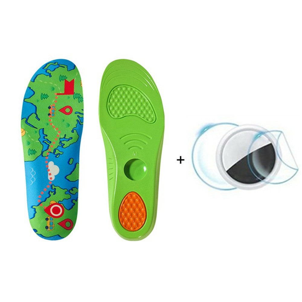 1 Pair Kids Seniors PU Shoe Insoles for Apple AirTag Tracker Holder with Front Rear Protection Film