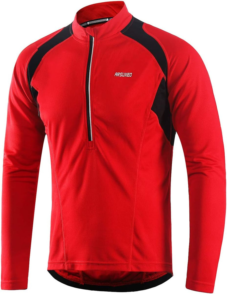 Men's Half Zipper Cycling Jerseys Long Sleeves Mountain Bike Shirts 6031