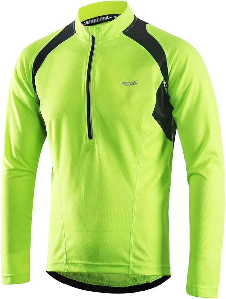 Men's Half Zipper Cycling Jerseys Long Sleeves Mountain Bike Shirts 6031