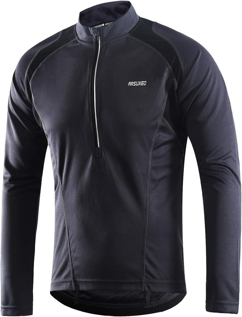 Men's Half Zipper Cycling Jerseys Long Sleeves Mountain Bike Shirts 6031