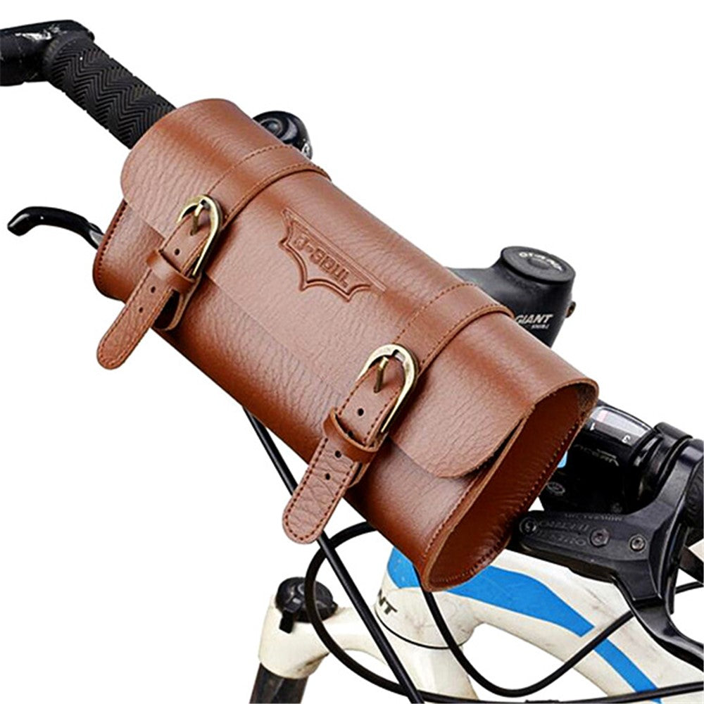 B-SOUL Vintage Style PU Leather Bike Handle Bar Bag Waterproof Multi-functional Bicycle Bag