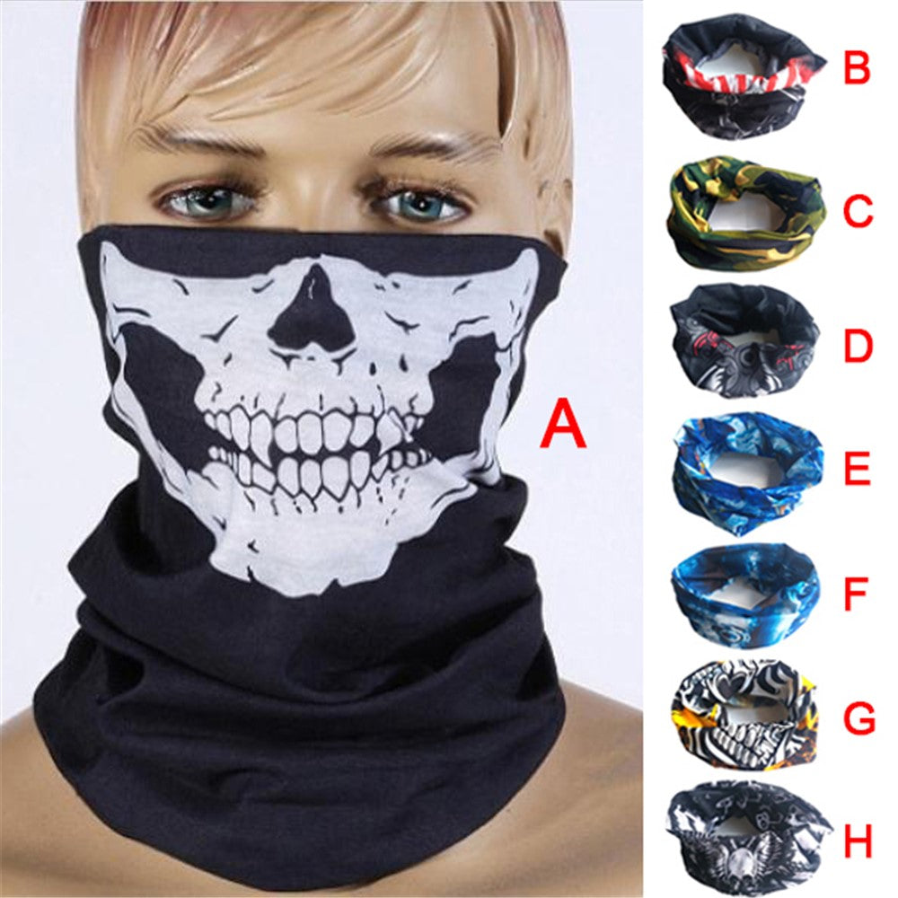 8Pcs/Set Breathable Seamless Skull Face Tube Mask Cycling Bandana Neck Gaiter 8 Patterns