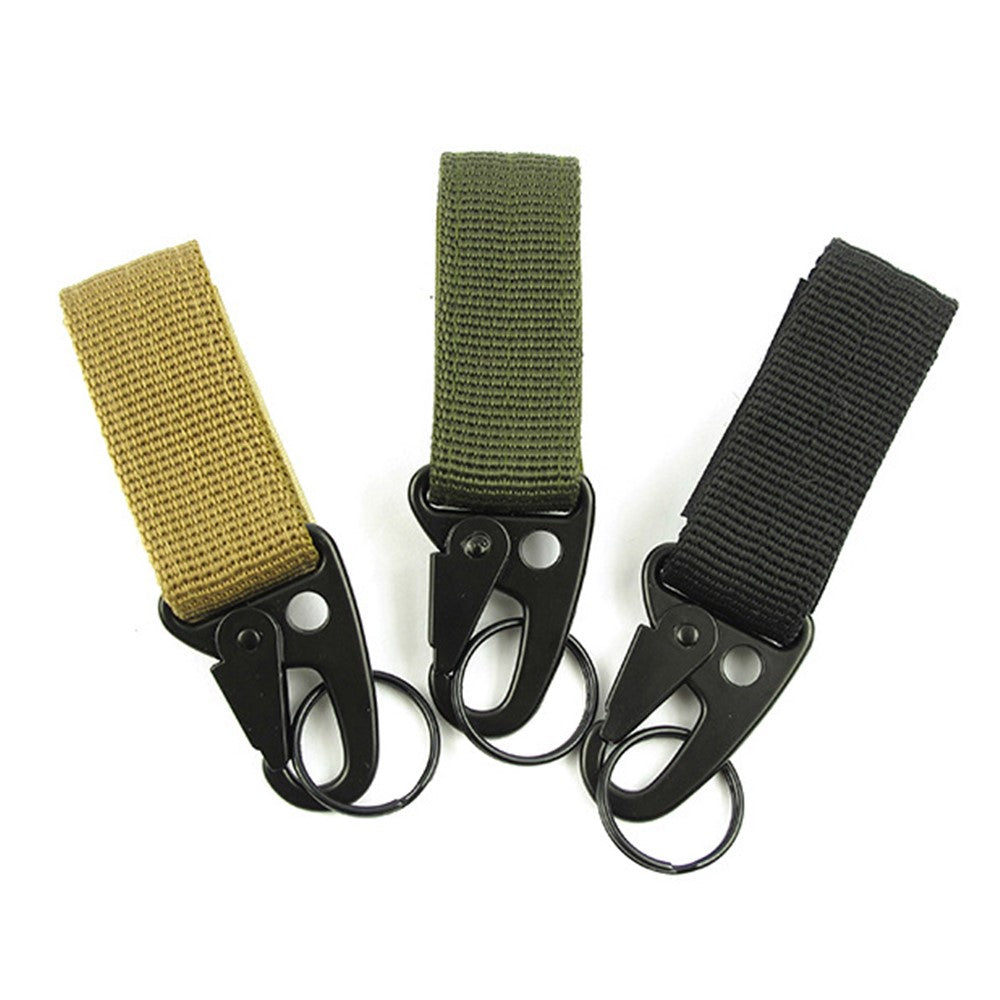 AOTU Tactical Ribbon Buckle Keychain Carabiner Nylon Belt Gear Keeper