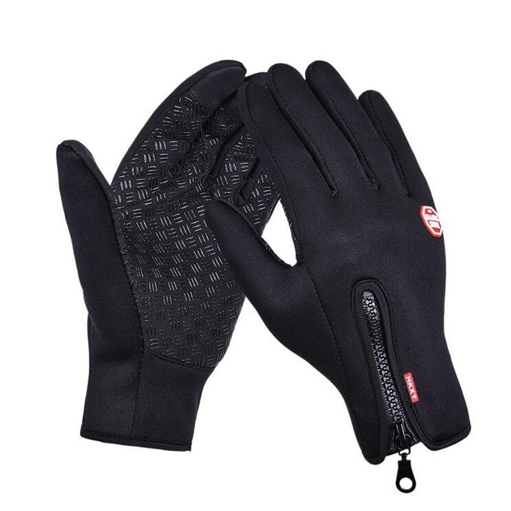 1 Pair Windproof Touch Screen Gloves with Non-Slip Grip and Warm Lining for Skiing Cycling
