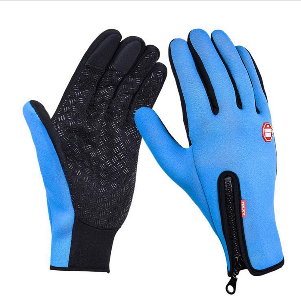 1 Pair Windproof Touch Screen Gloves with Non-Slip Grip and Warm Lining for Skiing Cycling