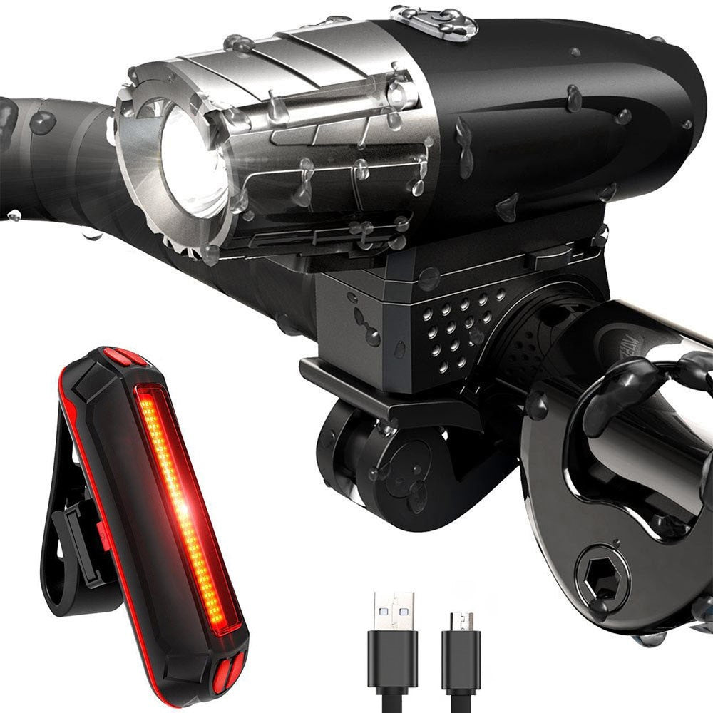 YOUOKLIGHT YK1528 Waterproof Bike Light Set USB Rechargeable Super Bright LED Bicycle Headlight + Tail Light