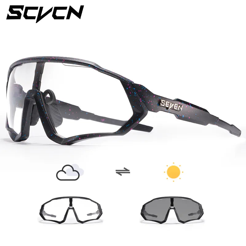 Scvcn Photochromic Cycling Glasses Cool Bike Sunglasses Sports Bicycle Eyewear Mountain Cycl Goggles UV400 MTB Road Men Driving-WAYBIKER