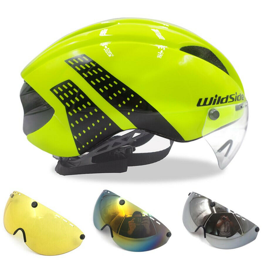 Wildside Bicycle Helmet Road Mtb Integral Triathlon Time-Trial Bike Helmet Men Speed Race Helmet Sun Visor 5 lens Aero Goggles-WAYBIKER