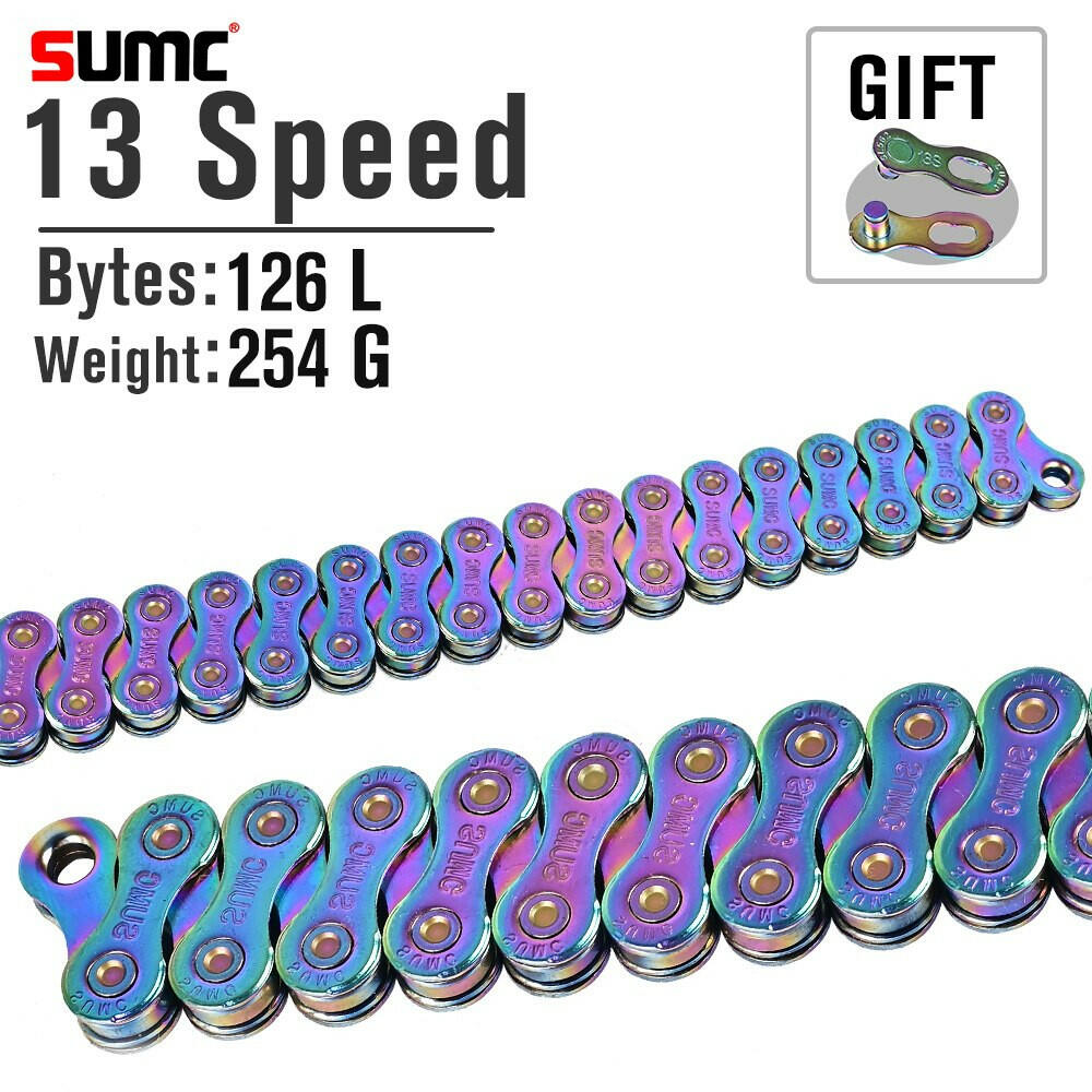 SUMC Bicycle Chain Multi-Colored Rainbow Hollow 9/10/11/12 Speed Semi-Hollow Magic Buckle Road Bike and MTB 126L 116L 250g-WAYBIKER