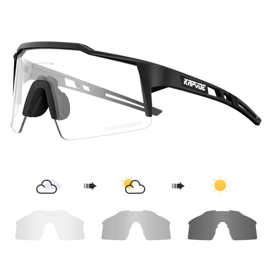 Kapvoe Red Photochromic Cycling Sunglasses Men UV400 Outdoor Bicycle Sunglasses Blue Glasses New Cycl Mountain Goggles Eyewear-WAYBIKER