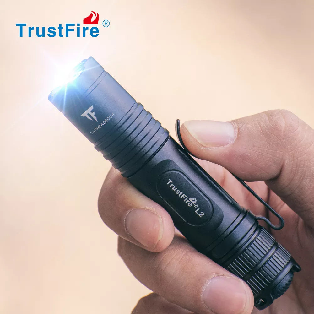 Trustfire L2 Tactical Led Flashlights XP-L HD 1000 Lumen 2 Mode IPX8 Powerful Powered By 14500 AA Battery Pocket Work Light