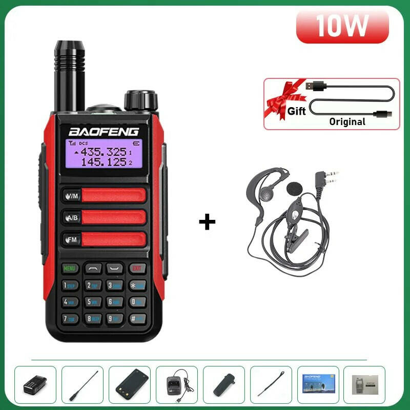 BaoFeng UV-16 Plus Walkie Talkie High Power USB C 10KM Long Range UV-16 Two Way Radio Dual Band Waterproof Transceiver FM Radio-WAYBIKER