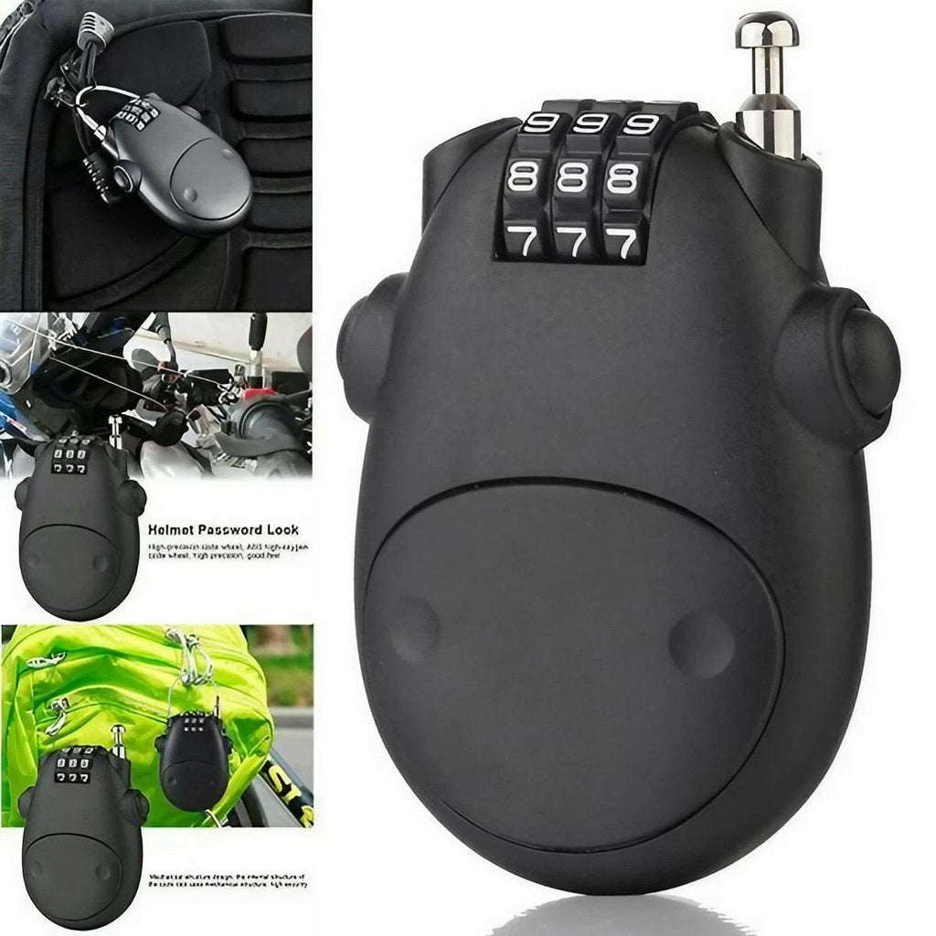 New Anti-theft Lock Bike Motorcycle Helmet Cable Steel Retractable Combination Lock-WAYBIKER
