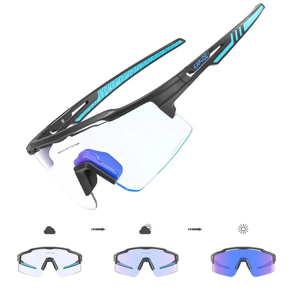 Photochromic Sunglasses UV400 Bike Bicycle Glasses Men's Blue Sports Woman Cycling Eyewear Outdoor MTB Glasses Bike Goggles-WAYBIKER