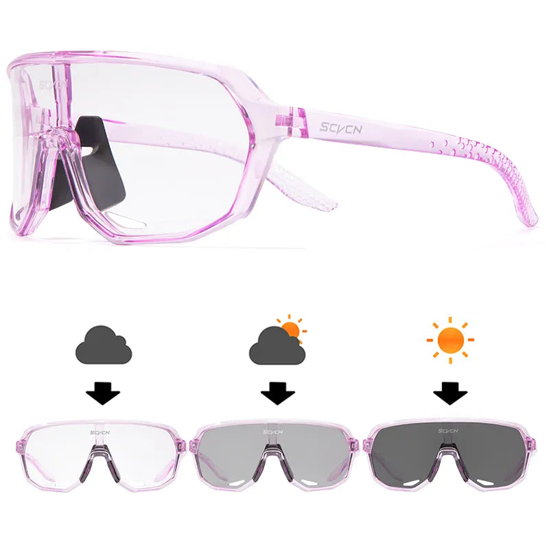 SCVCN Photochromic Glasses Cycling Sunglasses for Women Sports Running MTB Biking Eyewear Men Road Mountain Bike Bicycle Goggles-WAYBIKER
