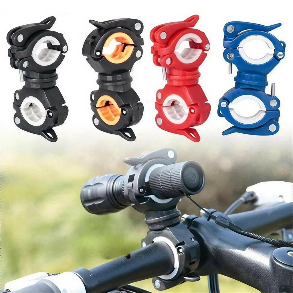 Bicycle Flashlight Lamp Holder Fixing Bracket 360 Rotating Bike Flashlight Clip