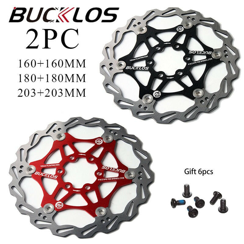 2PC BUCKLOS Bicycle Disc Brake 160/180/203 bike Floating Rotors Stainless Steel Mountain Bike Brake Rotor Mtb rotors Part 1PC-WAYBIKER