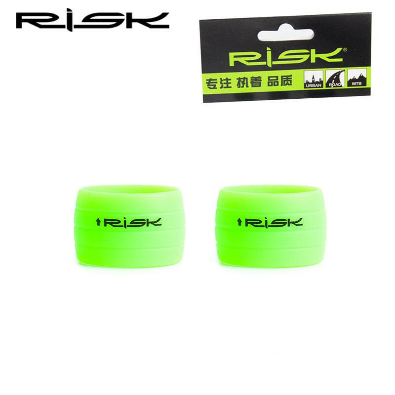 2pcs RISK Bicycle Bike Handlebar Strap Tape Fixing Silicone Ring Anti-Skip Rubber Sleeve Loops Collar