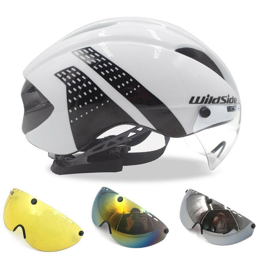 Wildside Bicycle Helmet Road Mtb Integral Triathlon Time-Trial Bike Helmet Men Speed Race Helmet Sun Visor 5 lens Aero Goggles-WAYBIKER