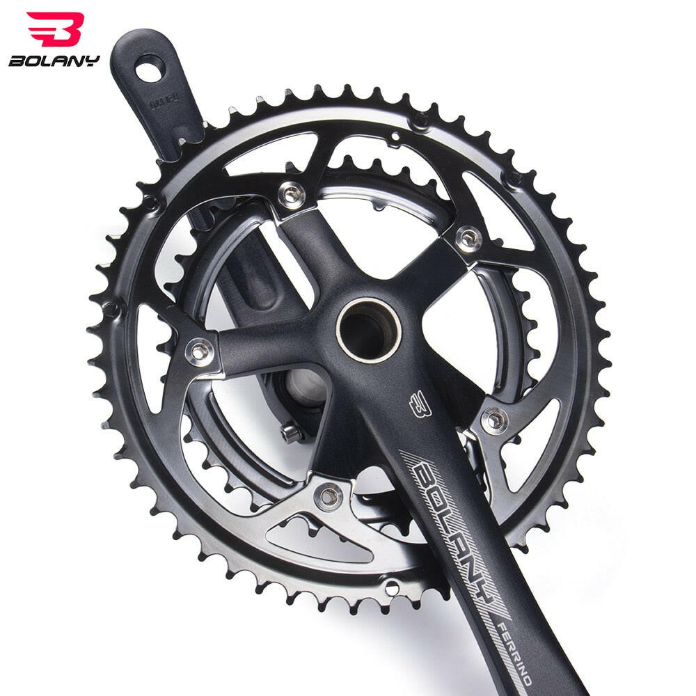 BOLANY 130BCD Road Bike Crank Set 170MM 8 9 Speed Bicycle Integrated Hollow Double Chainrings for MTB Bicycle Parts