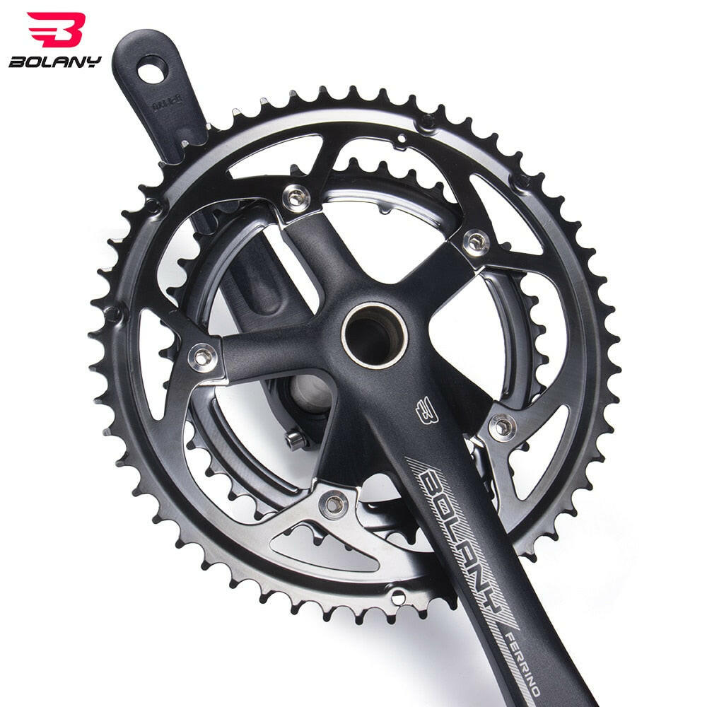 BOLANY 130BCD Road Bike Crank Set 170MM 8 9 Speed Bicycle Integrated Hollow Double Chainrings for MTB Bicycle Parts-WAYBIKER