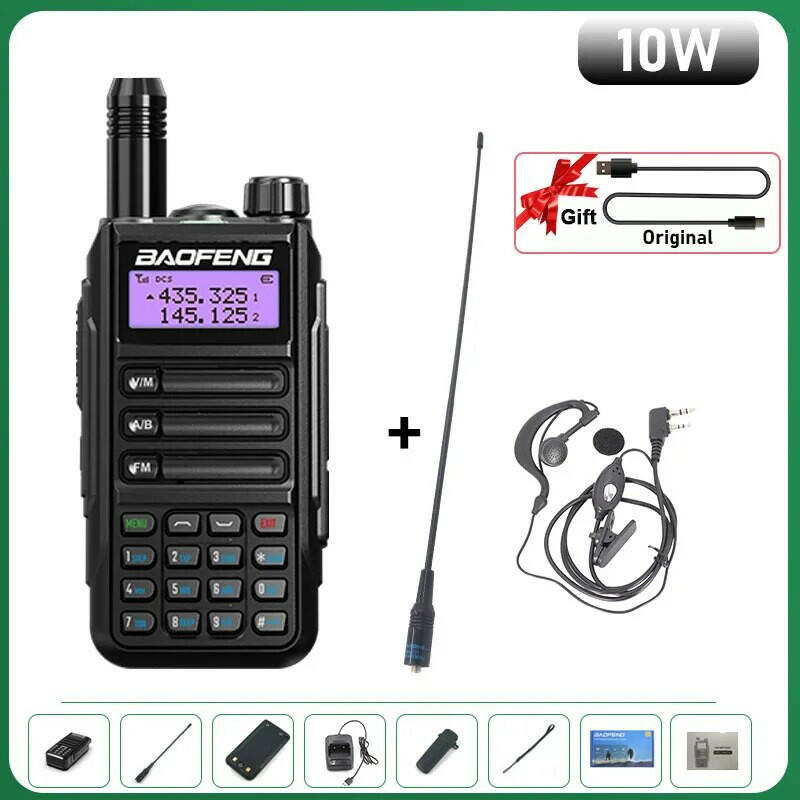 BaoFeng UV-16 Plus Walkie Talkie High Power USB C 10KM Long Range UV-16 Two Way Radio Dual Band Waterproof Transceiver FM Radio-WAYBIKER