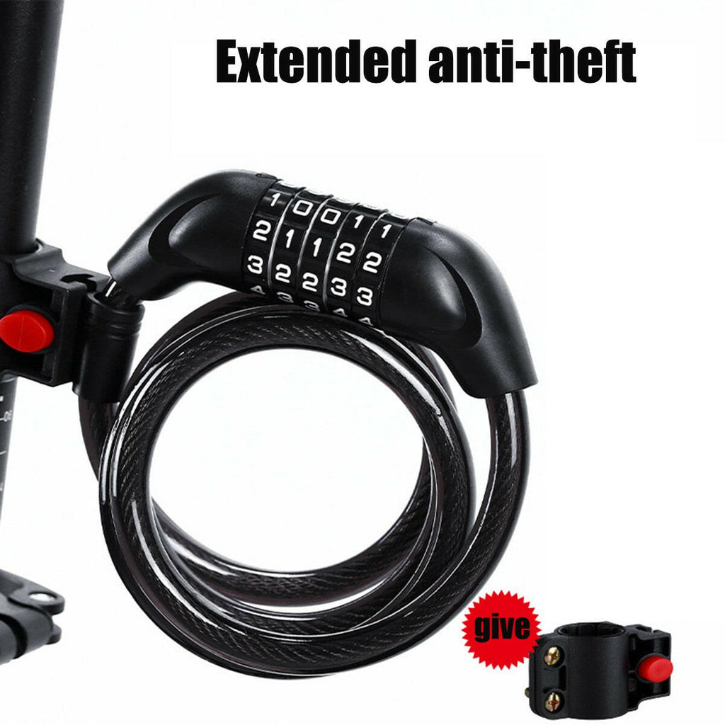 Bicycle Lock Steel Cable Chain Security Password 5 Digit Lock Anti-Theft Combination Number Code Safety Bike Bicycle Accessories-WAYBIKER