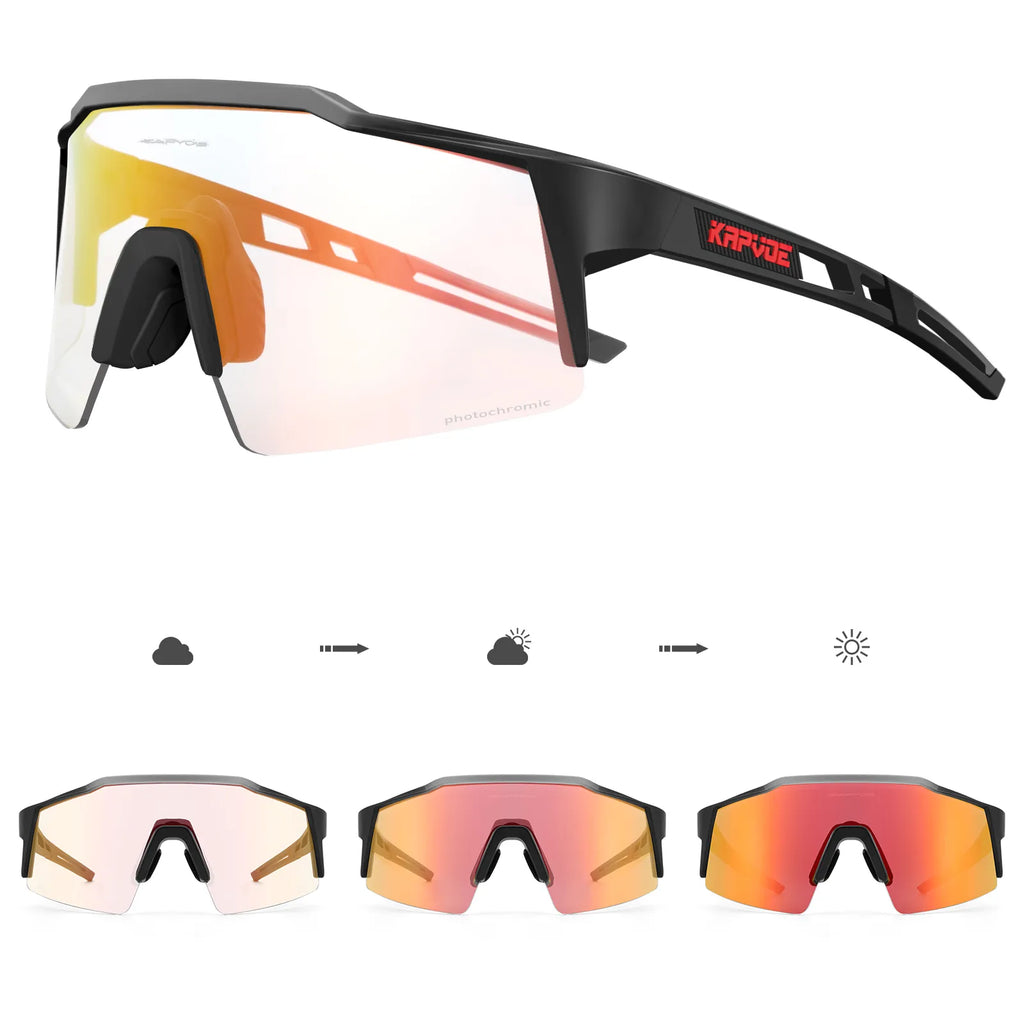 Kapvoe Red Photochromic Cycling Sunglasses Men UV400 Outdoor Bicycle Sunglasses Blue Glasses New Cycl Mountain Goggles Eyewear-WAYBIKER