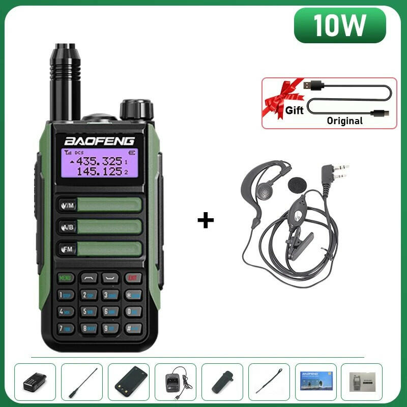 BaoFeng UV-16 Plus Walkie Talkie High Power USB C 10KM Long Range UV-16 Two Way Radio Dual Band Waterproof Transceiver FM Radio-WAYBIKER